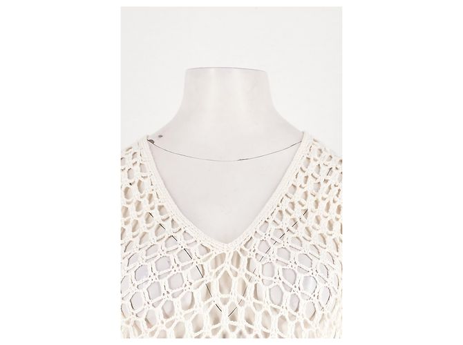 Autre Marque Vestido maxi de ganchillo blanco MARYSIA con flecos - vista 5