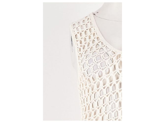 Autre Marque Vestido maxi de ganchillo blanco MARYSIA con flecos - vista 6