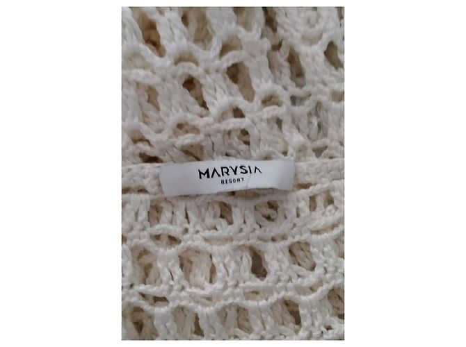 Autre Marque Vestido maxi de ganchillo blanco MARYSIA con flecos - vista 7