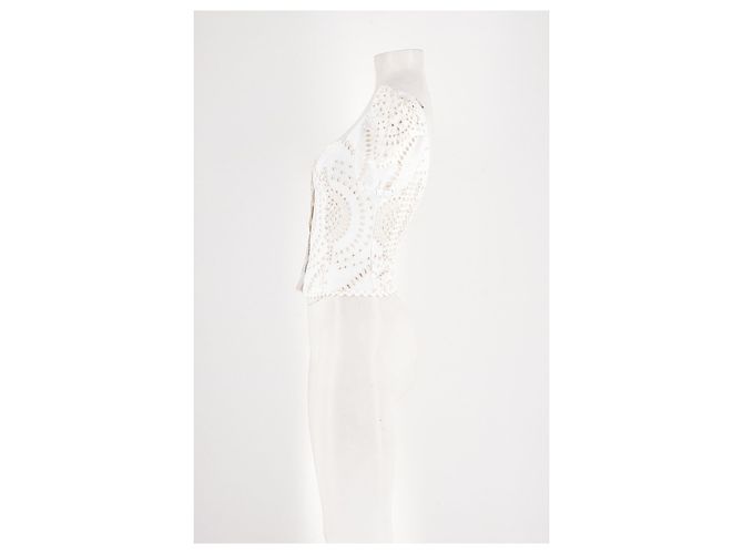 Autre Marque Top corto in cotone bianco ricamato Charo Ruiz - vista 4