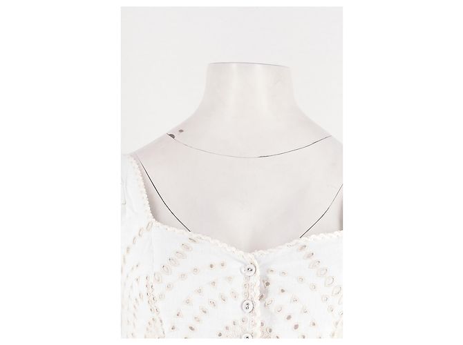 Autre Marque Top corto in cotone bianco ricamato Charo Ruiz - vista 5