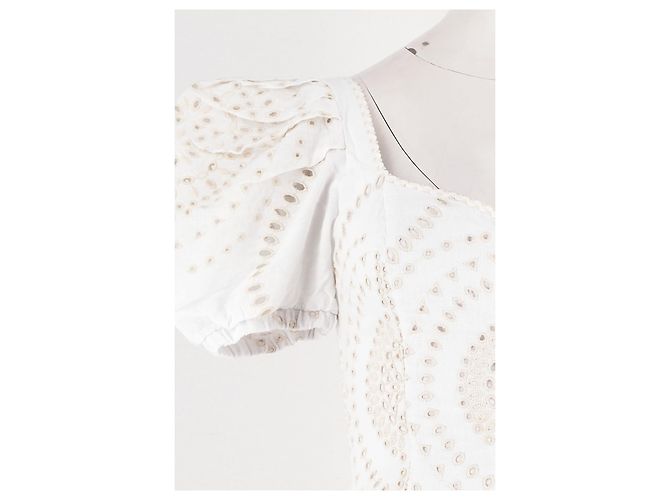 Autre Marque Top corto in cotone bianco ricamato Charo Ruiz - vista 6