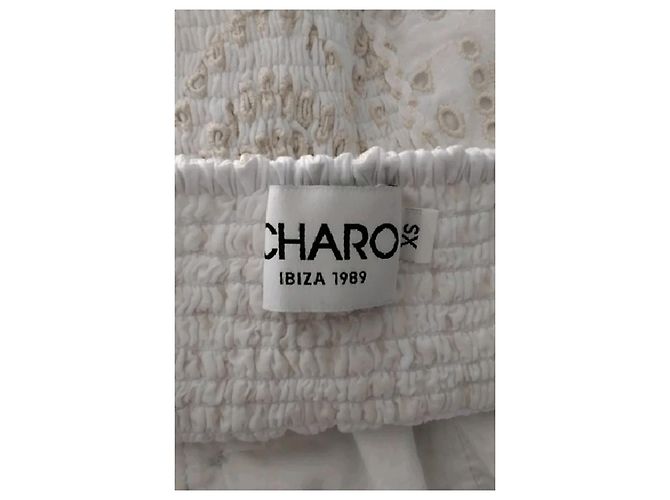 Autre Marque Top corto in cotone bianco ricamato Charo Ruiz - vista 7