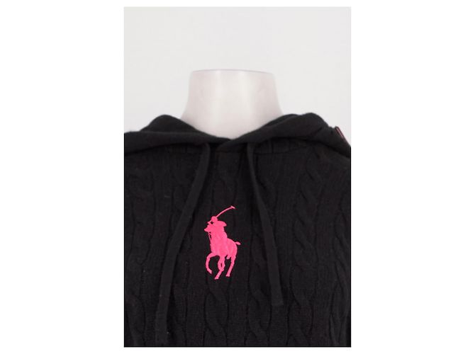 Ralph Lauren Schwarzer Woll-Hoodie mit rosa Logo - Ansicht 2