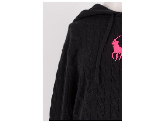 Ralph Lauren Schwarzer Woll-Hoodie mit rosa Logo - Ansicht 3