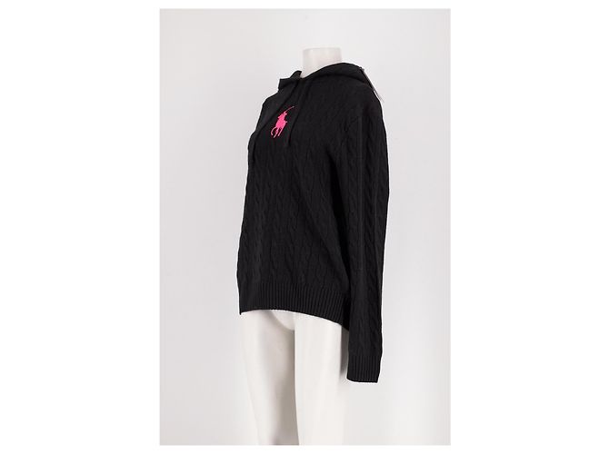Ralph Lauren Schwarzer Woll-Hoodie mit rosa Logo - Ansicht 4