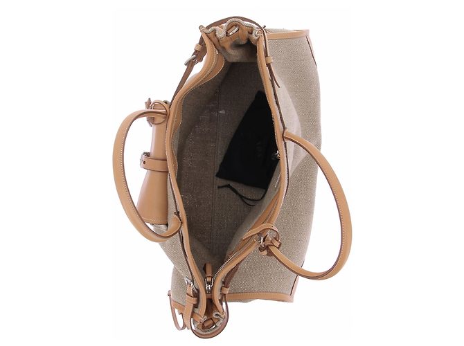 Prada Bolso tote Bonnie de lino y cuero - vista 7