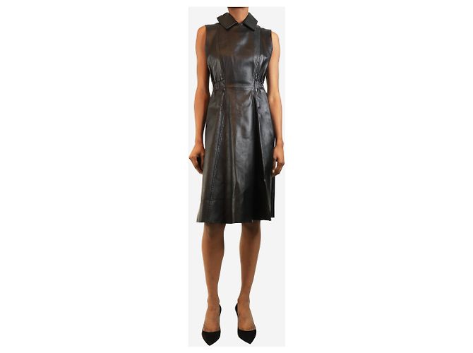 Acne Schwarzes ärmelloses Lederkleid - Größe UK 8 - Ansicht 3
