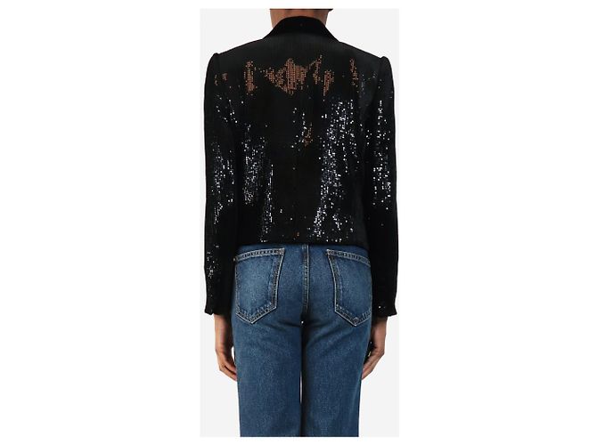 Autre Marque Schwarzer Blazer mit Pailletten - Größe UK 8 - Ansicht 2