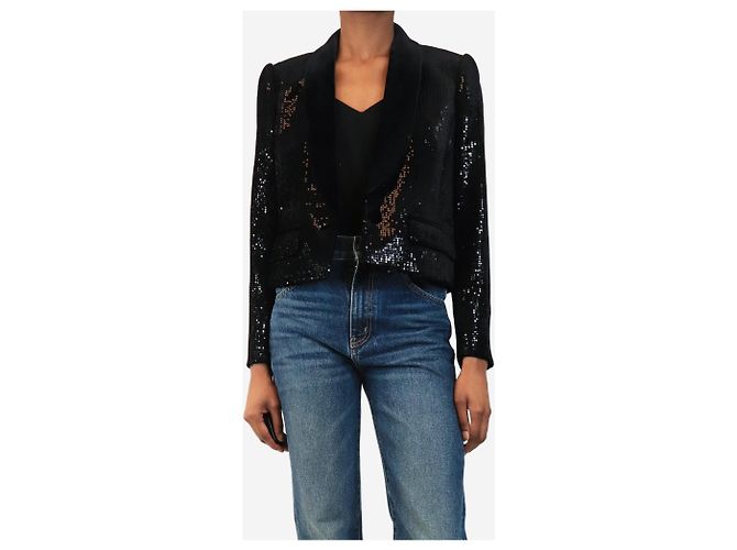 Autre Marque Schwarzer Blazer mit Pailletten - Größe UK 8 - Ansicht 3