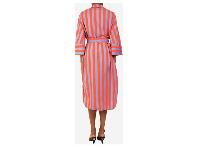 Essentiel Antwerp Vestido camisa às riscas laranja e roxo - size S - vista 2
