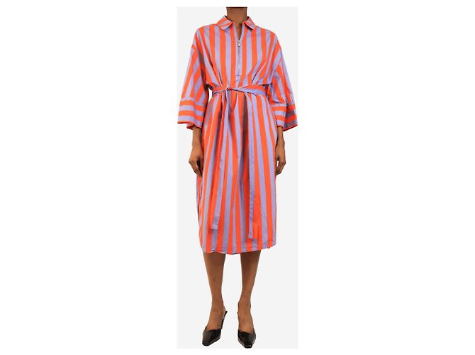 Essentiel Antwerp Vestido camisa às riscas laranja e roxo - size S - vista 3