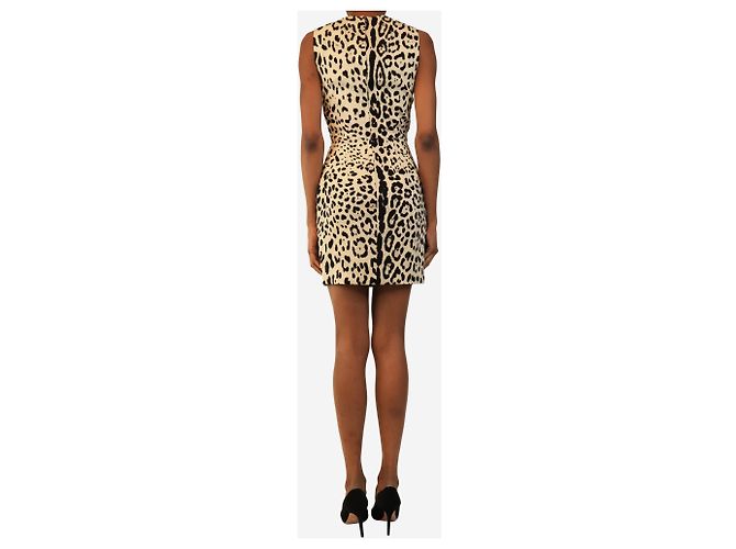 Dolce & Gabbana Mini-Kleid mit Leopardenprint in Creme - size UK 6 - Ansicht 2