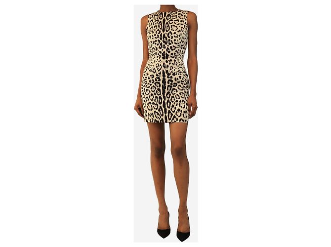 Dolce & Gabbana Mini-Kleid mit Leopardenprint in Creme - size UK 6 - Ansicht 3