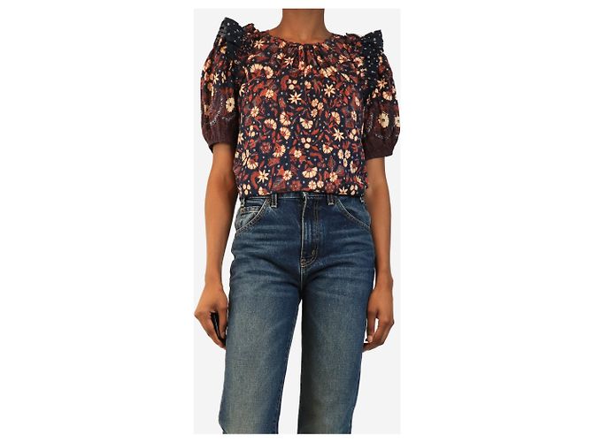 Ulla Johnson Top com estampado floral azul marinho - size UK 6 - vista 3