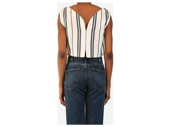 Autre Marque Top tejido a rayas cropped Richard blanco y azul marino - size XS - vista 2