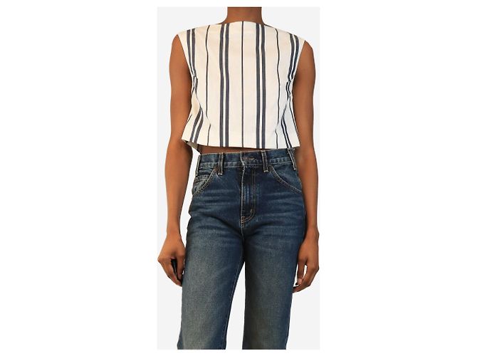 Autre Marque Top tejido a rayas cropped Richard blanco y azul marino - size XS - vista 3