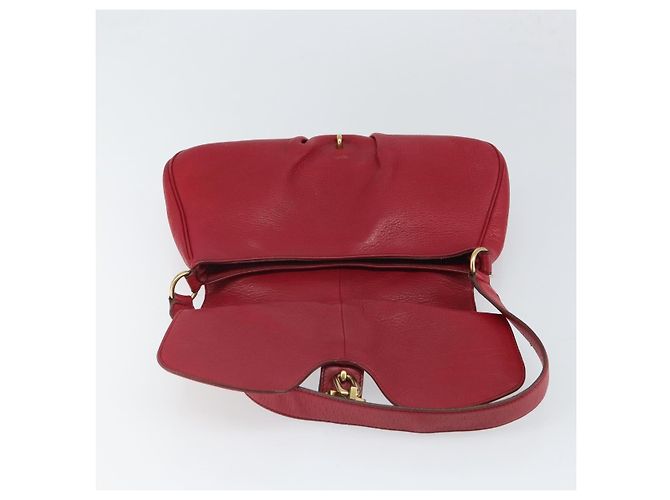Borsa a tracolla Salvatore Ferragamo Gancini in pelle rossa e oro - vista 10