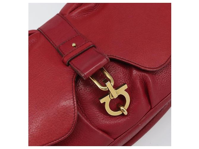 Borsa a tracolla Salvatore Ferragamo Gancini in pelle rossa e oro - vista 17