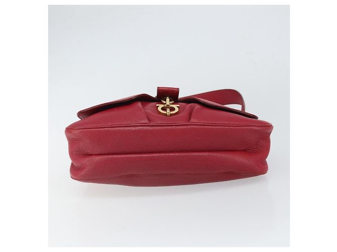 Borsa a tracolla Salvatore Ferragamo Gancini in pelle rossa e oro - vista 5