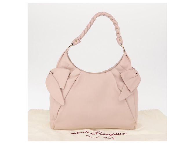 Borsa a tracolla Salvatore Ferragamo Vala Ribbon in pelle Rosa Oro - vista 12