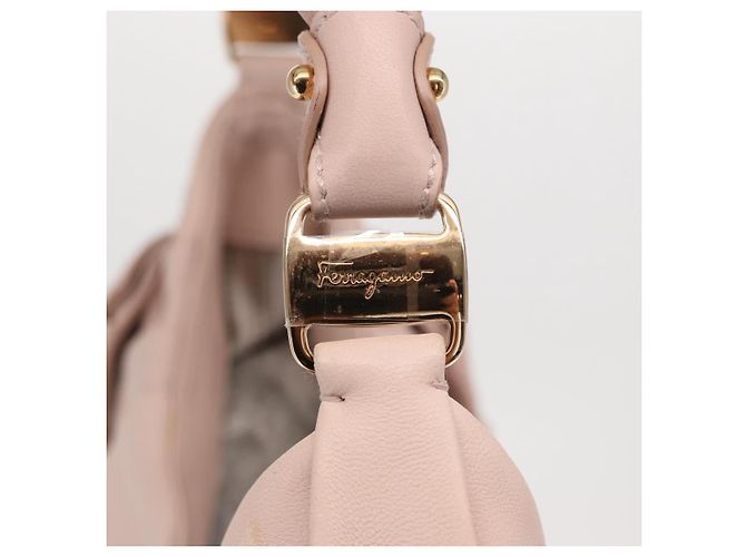 Borsa a tracolla Salvatore Ferragamo Vala Ribbon in pelle Rosa Oro - vista 9