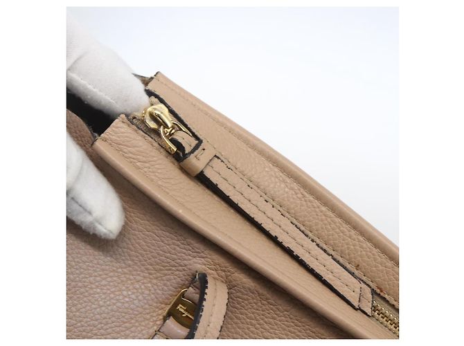 Borsa Tote Salvatore Ferragamo Vala in pelle beige e oro - vista 10