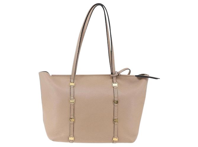 Borsa Tote Salvatore Ferragamo Vala in pelle beige e oro - vista 13