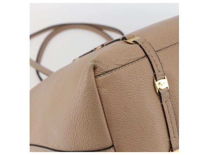 Borsa Tote Salvatore Ferragamo Vala in pelle beige e oro - vista 16
