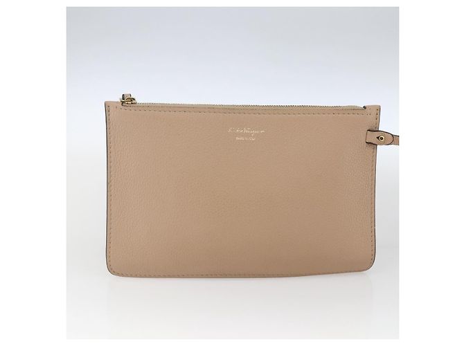 Borsa Tote Salvatore Ferragamo Vala in pelle beige e oro - vista 19