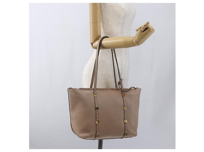 Borsa Tote Salvatore Ferragamo Vala in pelle beige e oro - vista 22