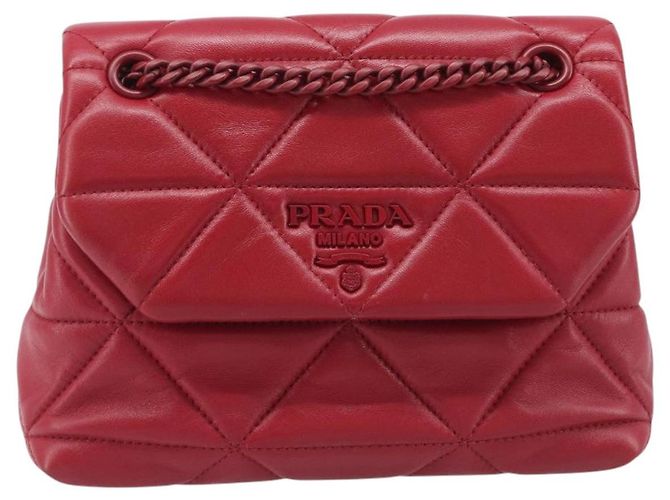Jacquard Bolso de hombro con cadena PRADA de piel rojo plata - vista 13