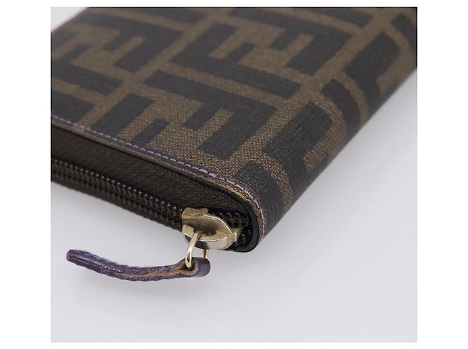 Portafoglio lungo FENDI Zucca Canvas PVC Nero Marrone - vista 14