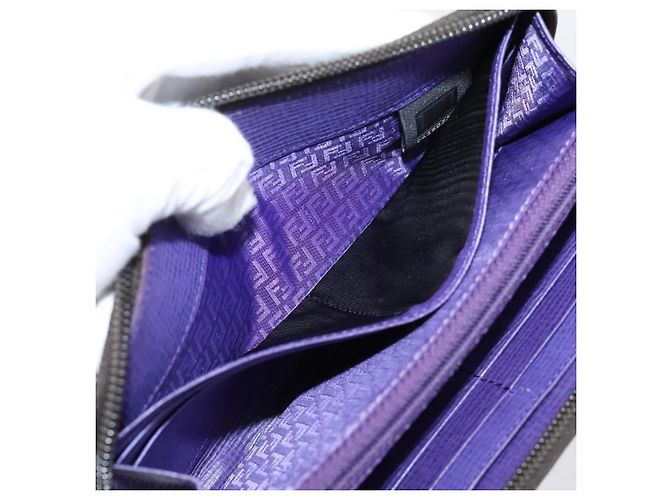 Portafoglio lungo FENDI Zucca Canvas PVC Nero Marrone - vista 17