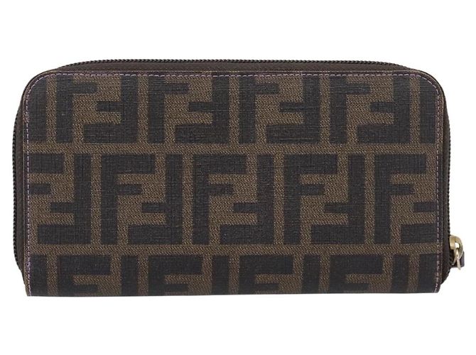 Portafoglio lungo FENDI Zucca Canvas PVC Nero Marrone - vista 2