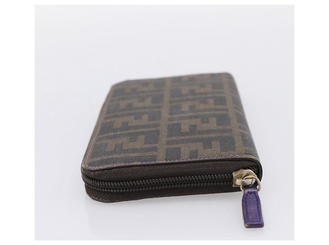 Portafoglio lungo FENDI Zucca Canvas PVC Nero Marrone - vista 3