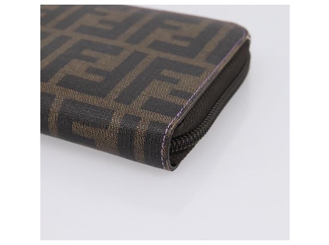 Portafoglio lungo FENDI Zucca Canvas PVC Nero Marrone - vista 7