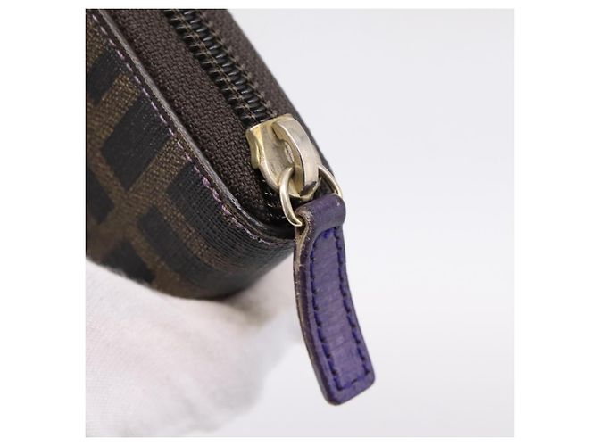 Portafoglio lungo FENDI Zucca Canvas PVC Nero Marrone - vista 8
