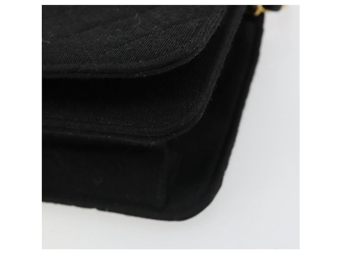 Bolso de hombro CHANEL Matelasse con cadena de algodón negro y dorado CC - vista 15