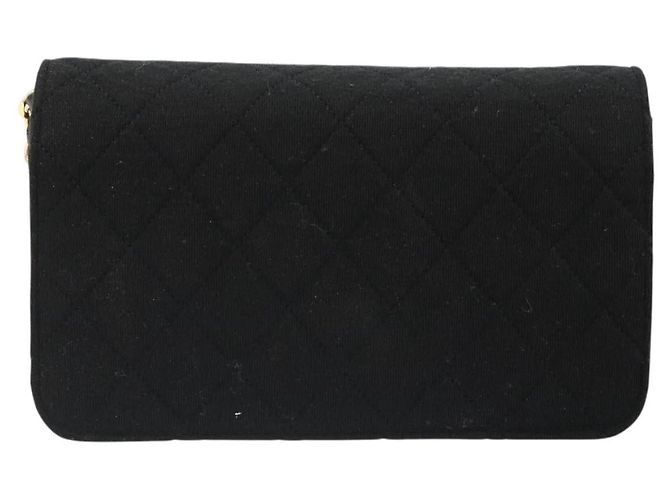 Bolso de hombro CHANEL Matelasse con cadena de algodón negro y dorado CC - vista 2