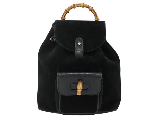 Zaino GUCCI Bamboo Suede Black Gold 003 2034 0030 - vista 13