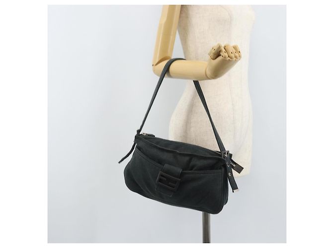 Bolsa de mão FENDI Mamma Baguette em algodão Gray Silver - vista 25