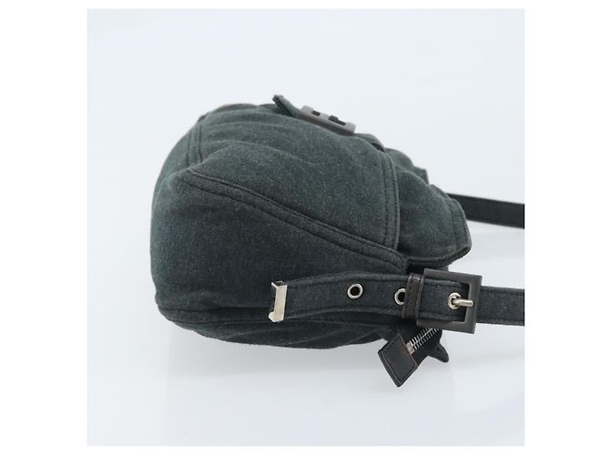 Bolsa de mão FENDI Mamma Baguette em algodão Gray Silver - vista 3