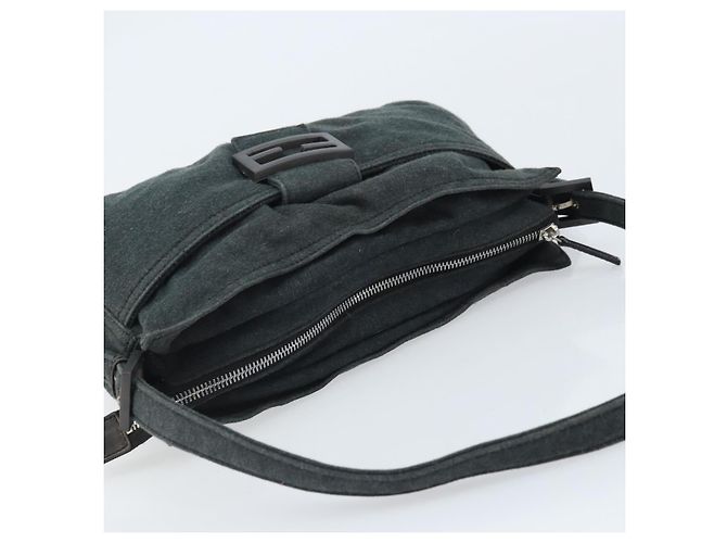 Bolsa de mão FENDI Mamma Baguette em algodão Gray Silver - vista 6