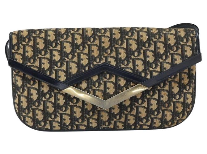 Christian Dior Trotter Canvas Schultertasche Navy Gold - Ansicht 13