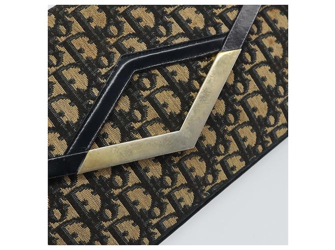 Christian Dior Trotter Canvas Schultertasche Navy Gold - Ansicht 17