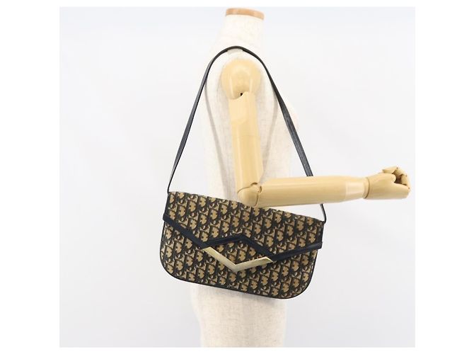 Christian Dior Trotter Canvas Schultertasche Navy Gold - Ansicht 20