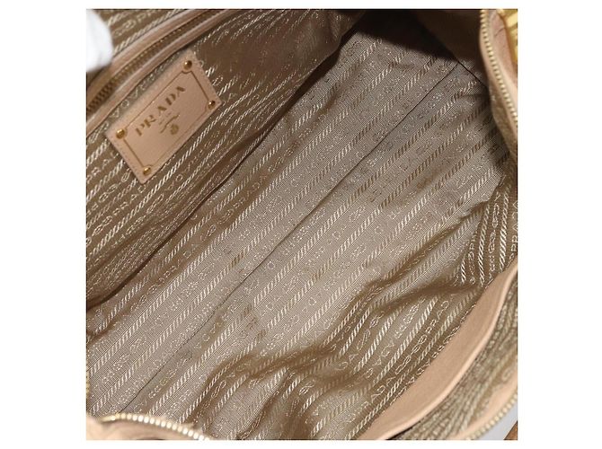 Jacquard Bolso de mano PRADA de cuero 2way Beige Gold - vista 11