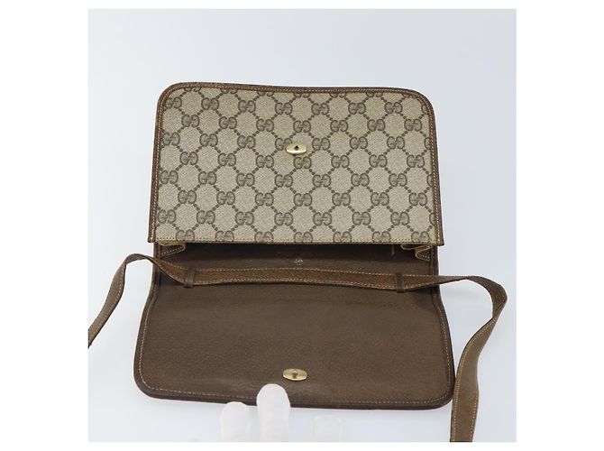 Borsa a tracolla GUCCI GG Supreme Web Sherry Line PVC Beige Gold - vista 10