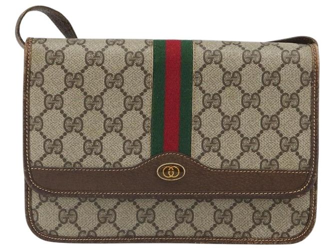 Borsa a tracolla GUCCI GG Supreme Web Sherry Line PVC Beige Gold - vista 13